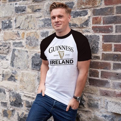 Black And White Guinness Ireland Est 1759 T-Shirt With Harp Design